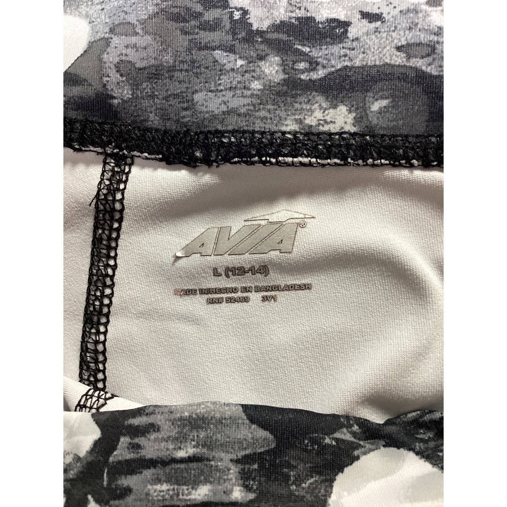 Avia Large Camo Leggings Womens Gray Black White High Rise Activewear Pocket L - Picture 3 of 6